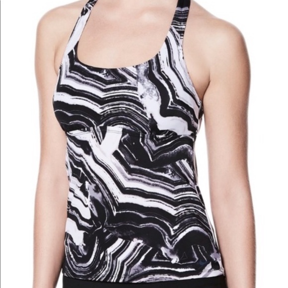 Nike Other - NWT Nike Swim Tankini Top M Black White Swirl